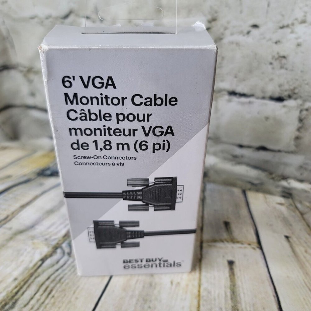 Best Buy Essentials 6 Foot VGA MONITOR CABLE Black  15  Pin HDDB15 Connectors